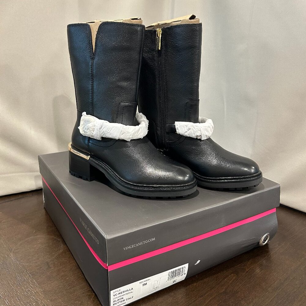 Vince Camuto NWB Women's Keshilla Moto‎ Boot, Black 5